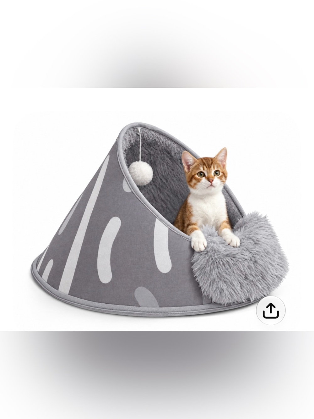 BurgeonNest 20-Inch Round Cat Bed Cave, Enclosed Hooded Pet House, Grey, SEALED